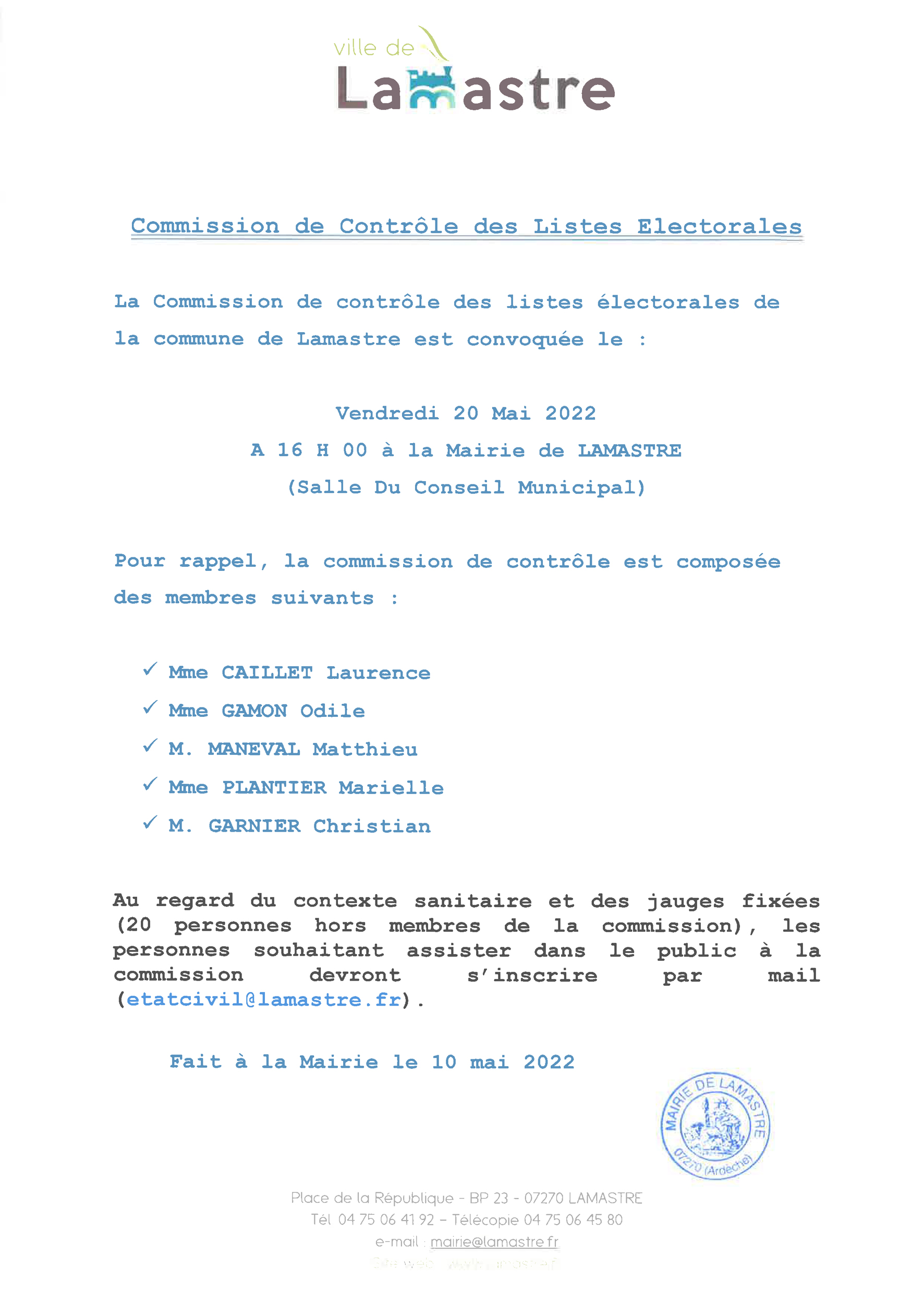Commission listes électorales Lamastre