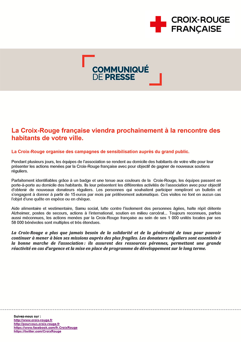 Communiqué Croix-Rouge - Lamastre (07)