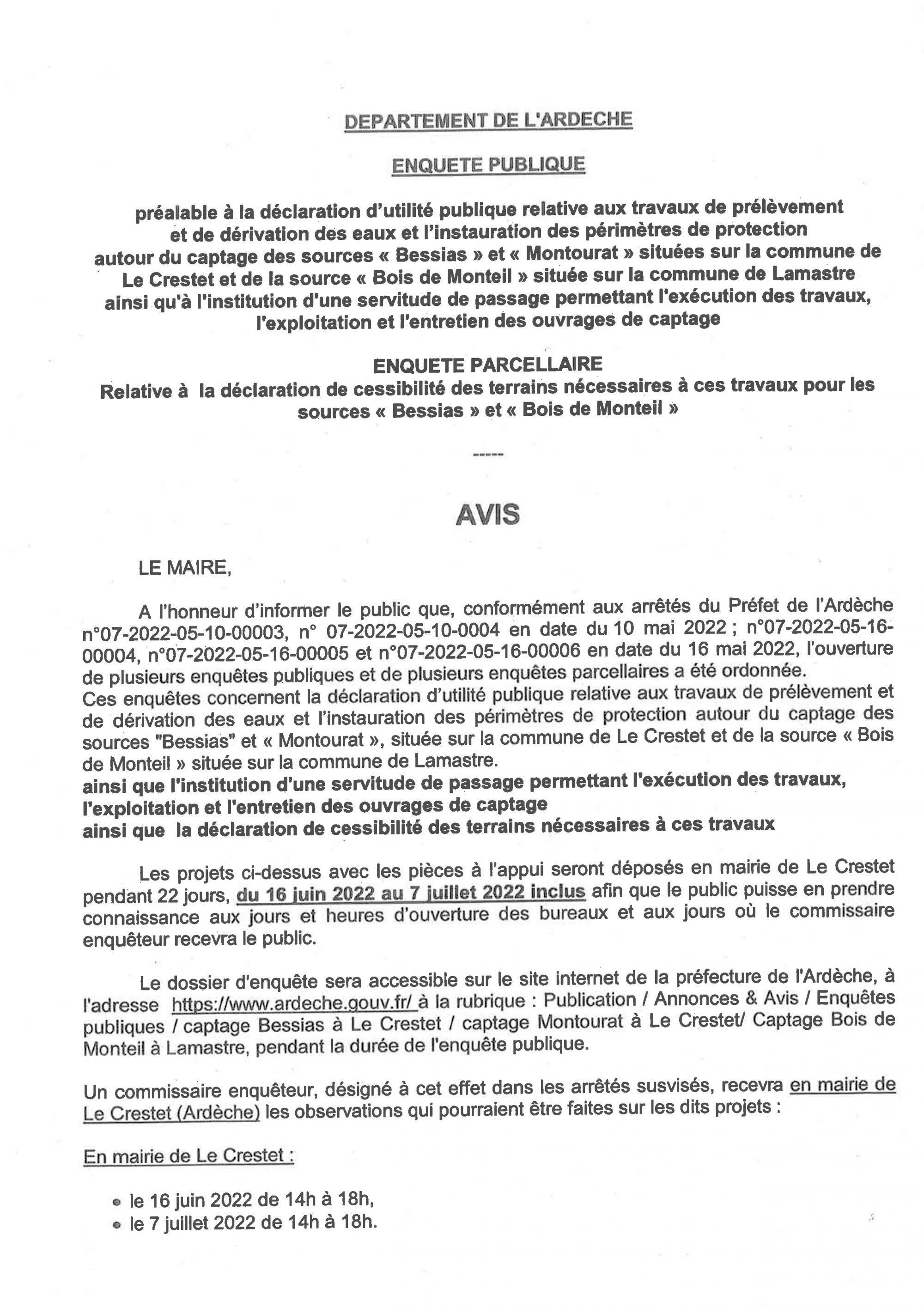 Captage Bois de Monteil Lamastre